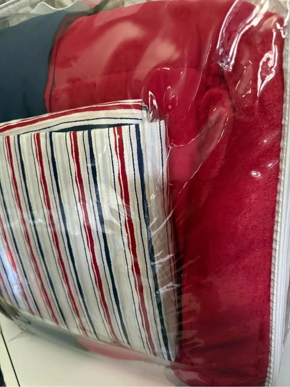 U.S. Polo Assn Home Twin 6Pc Navy Red Reversible Comforter Set Plush Throw NIP